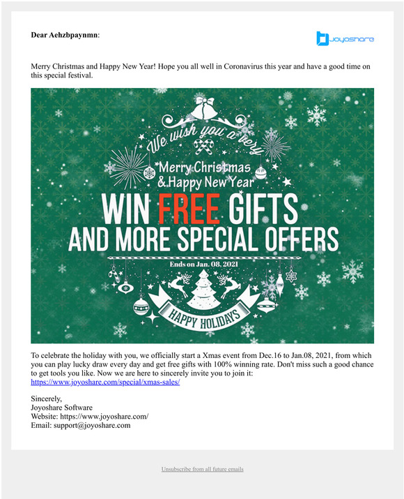Get Free Xmas Gifts Every Day in Joyoshare