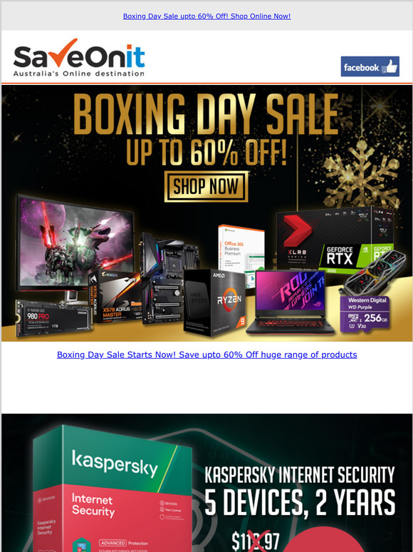 Boxing Day Sale Starts Now.   RTX3070 $899, Kaspersky IS 5 Device 2yr $19.99 and more
