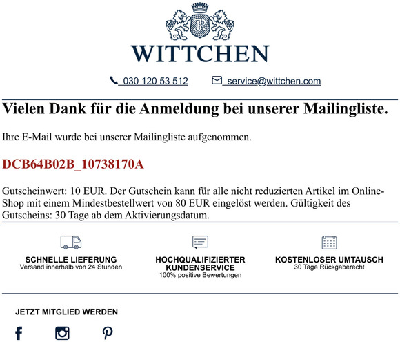 Vielen Dank für die Anmeldung bei unserer Mailingliste.