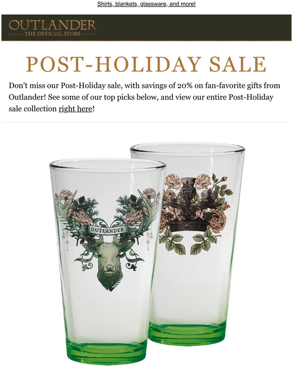 Save 20% on Outlander gifts in our Post-Holiday sale!