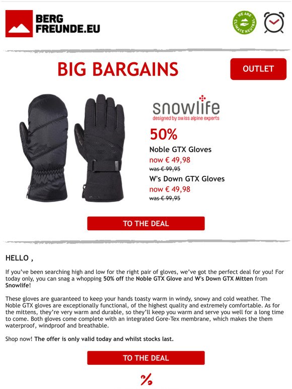 Bergfreunde.eu - Outdoor gear and clothing: 🧤 Today only: 50% off Snowlife  ski gloves