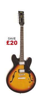 Vintage VSA500 ReIssued 12-String Semi Acoustic Guitar - Sunburst