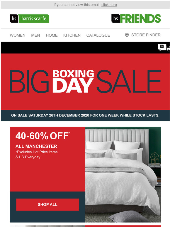 Harris Scarfe Boxing Day Bedding offers must end soon! Milled