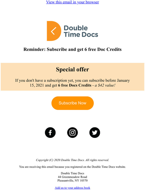 Subscribe now for 6 Free Doc Credits