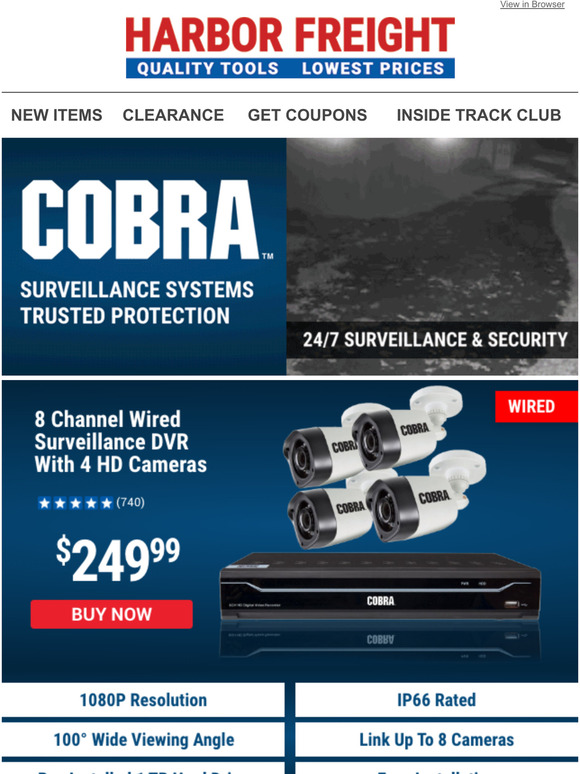 Harbor Freight Tools Cobra Surveillance Systems Trusted Protection