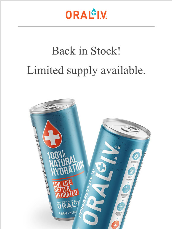 ORAL I.V. Premium Hydration Water Back In Stock