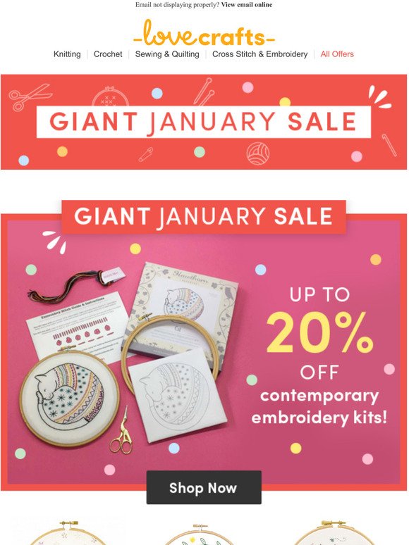 Ends tonight: Up to 20% off contemporary embroidery kits!