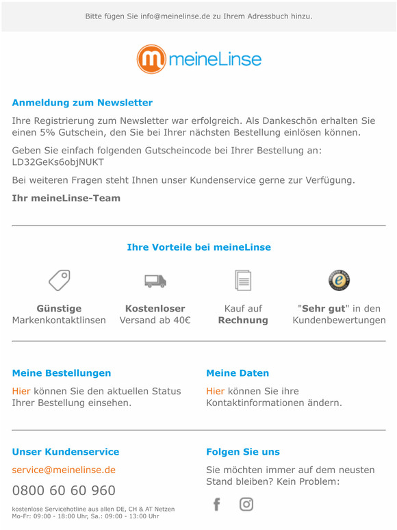 Erfolgreiche Newsletteranmeldung