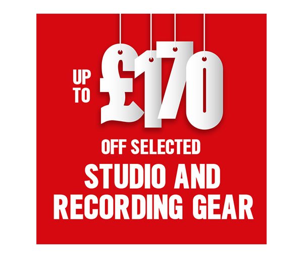 Up to £170 off selected studio and recording gear.