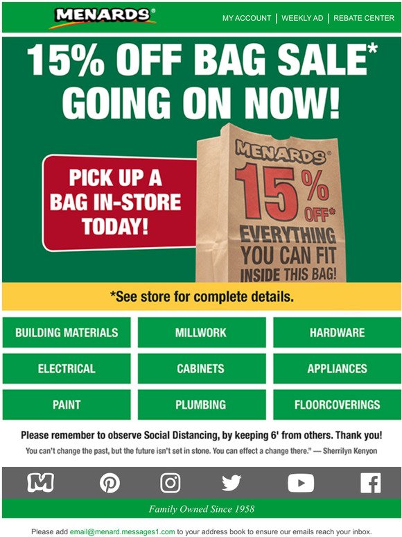 Menards 15 Off Bag Sale* Going On Now! Milled