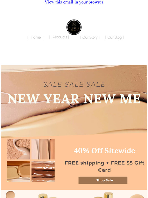 40% Off + Free $5 Gift Card. New Year= Growth!