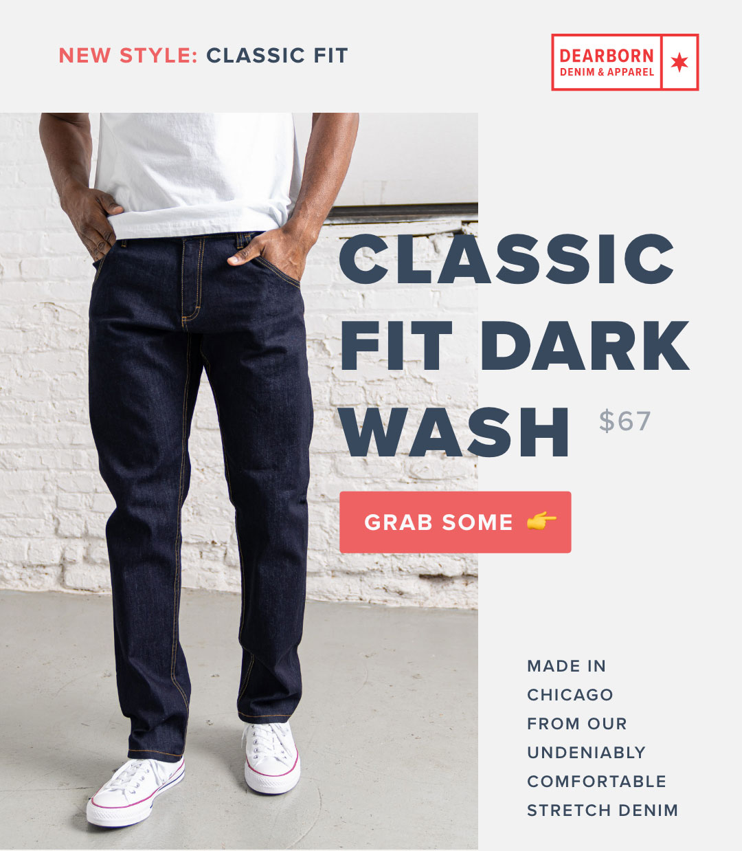 Style: Classic Fit (today, in dark wash 