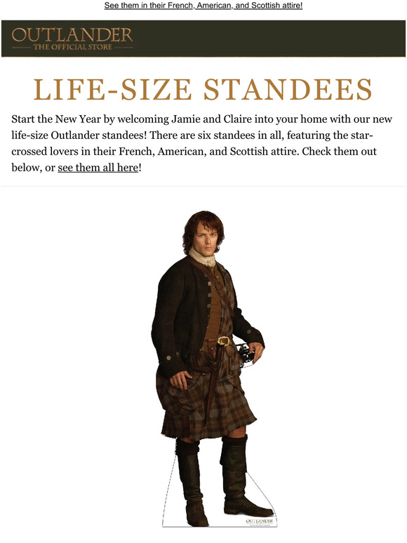 Bring Jamie and Claire into your home with life-size standees!