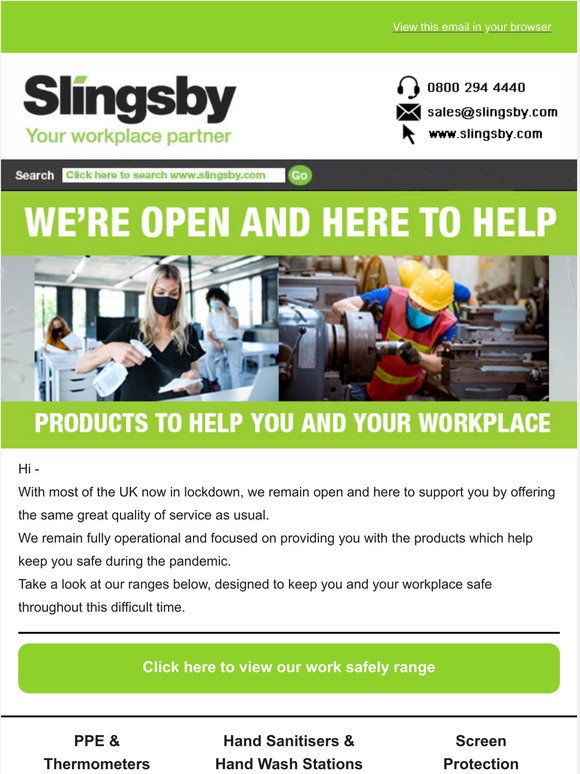 Slingsby is open and here to help