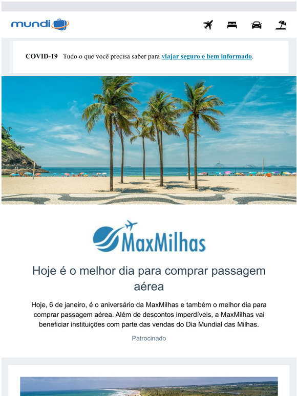 Comece 2021 viajando: hoje é o melhor dia para comprar passagem na MaxMilhas