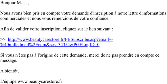 Confirmation de votre inscription à la newsletter - www.beautycarestore.fr