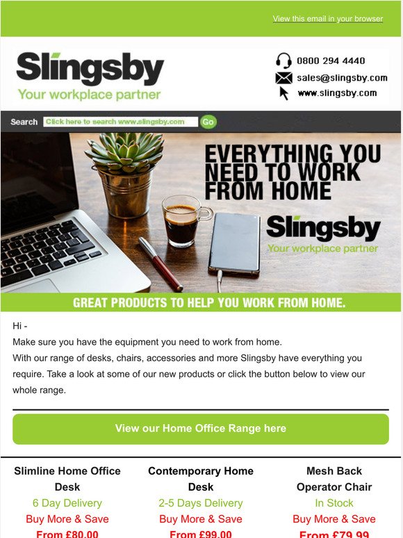 Working from Home with Slingsby