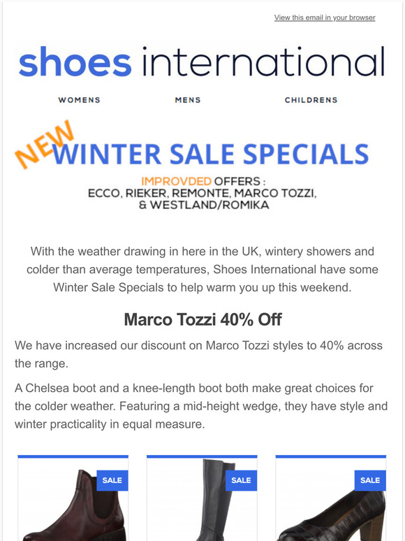 Winter Sale Specials at Shoes International