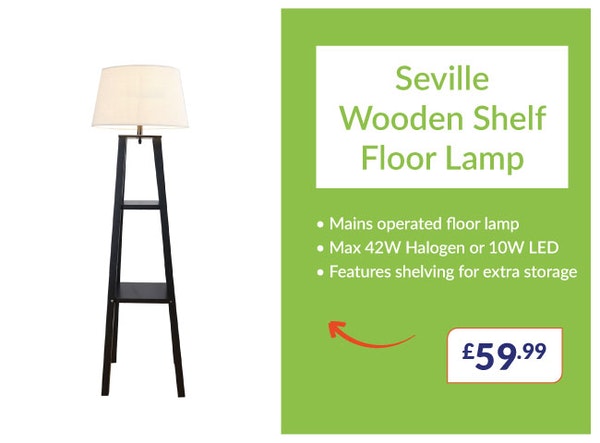 seville wooden shelf floor lamp