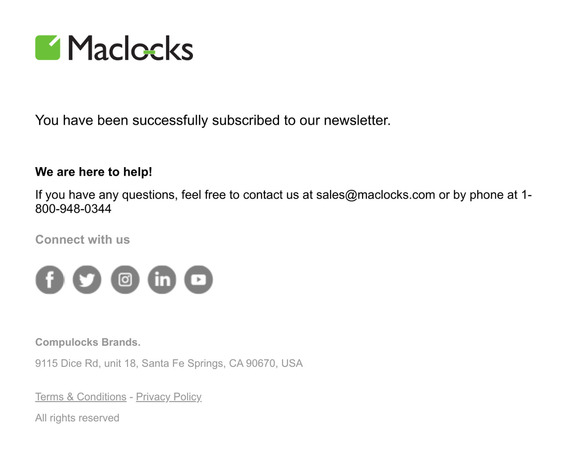 Newsletter subscription success
