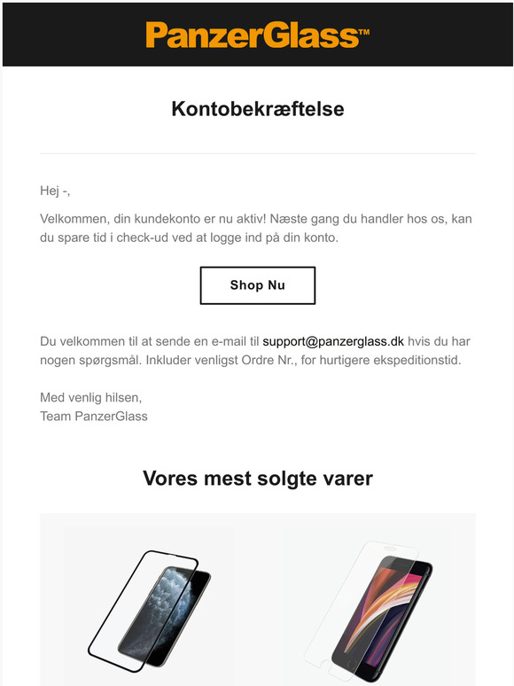 Bekræftelse af kundekonto