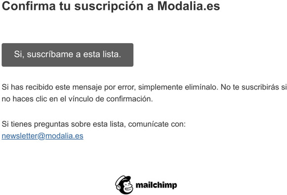 Modalia: Confirmar suscripción