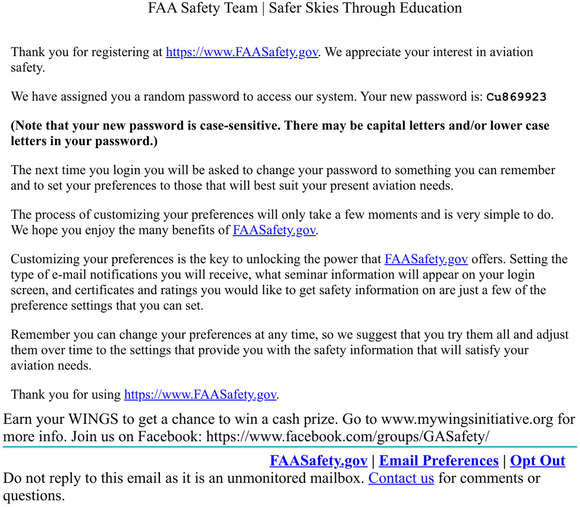Your Account on https://www.FAASafety.gov