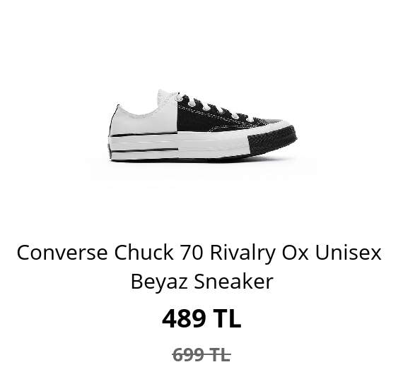 chuck 70 rivalry ox unisex beyaz sneaker