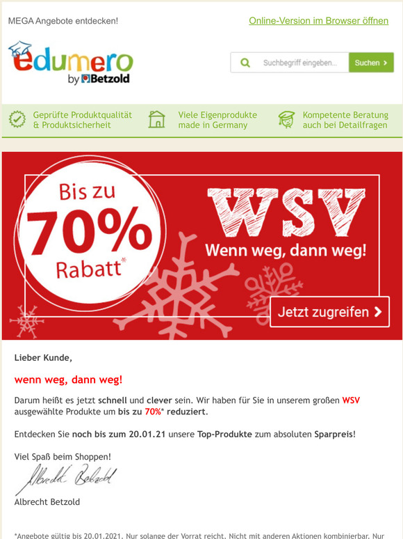 Großer WSV – jetzt bis zu 70% sparen