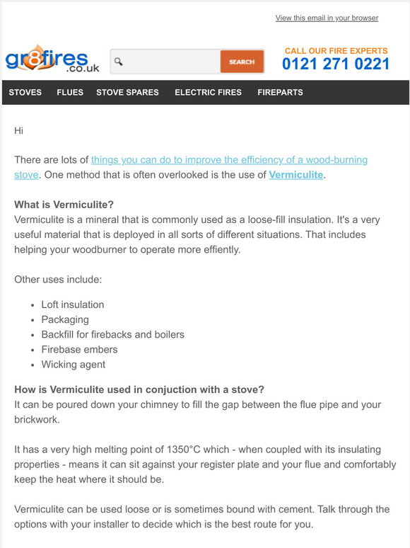 GR8 Fires How to use Vermiculite to improve woodburning stove efficiency Milled