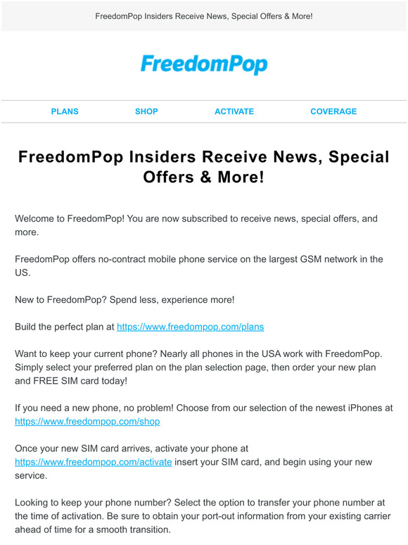 You’re now a FreedomPop Insider!