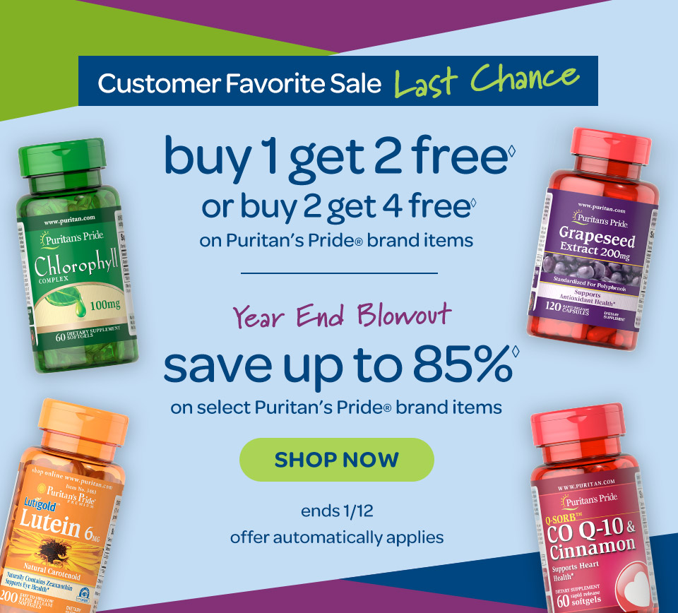 Puritan's Pride ENDING! Buy 1, Get 2 • Up to 85 OFF Milled