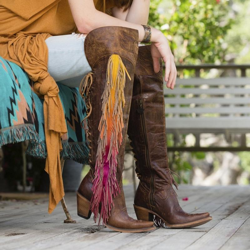 x junk gypsy fringe over the knee western boot