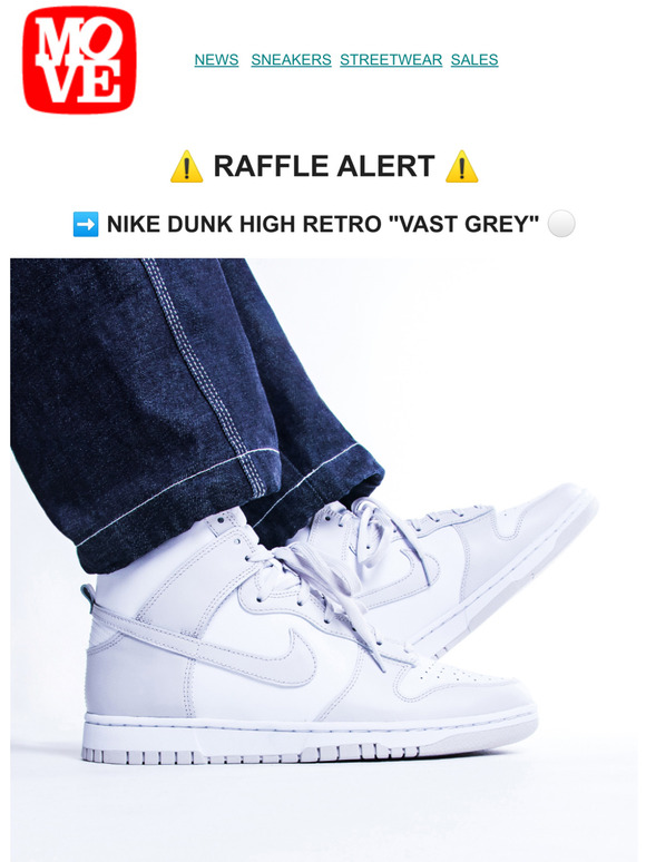 nike dunk high vast grey raffle