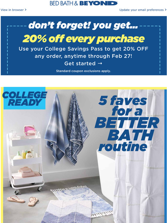 Bed Bath & Beyond College bathroom essentials for a clean routine🚿 Milled