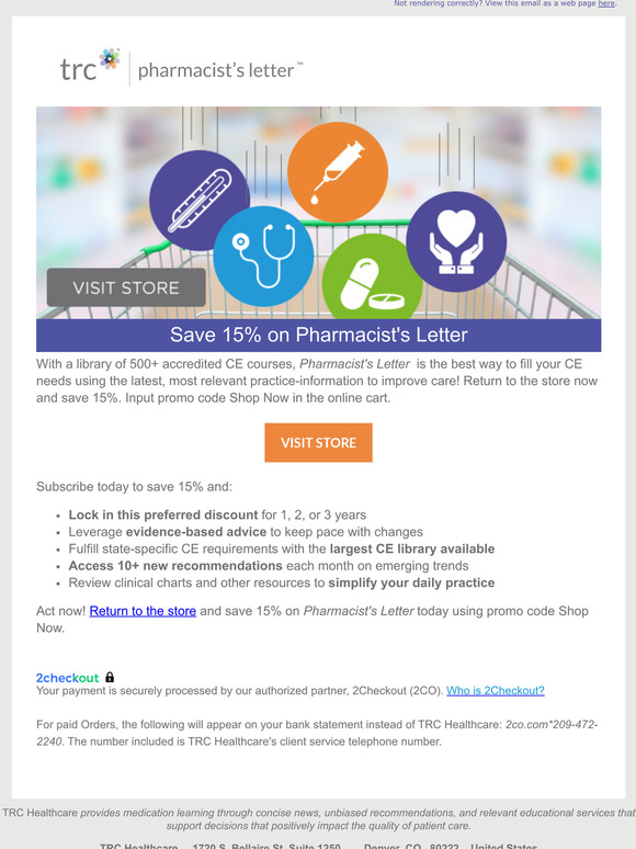 TRC Healthcare Return to the Pharmacist's Letter Store Today and Save Milled