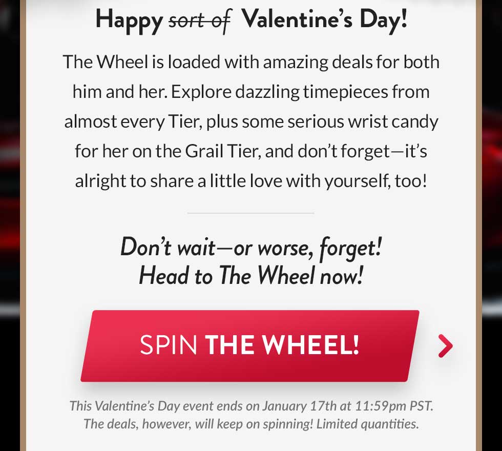 Watch Gang: 💌 Spin for gifts they'll love (and treat yourself, too!) The V- Day Wheel event is here! | Milled