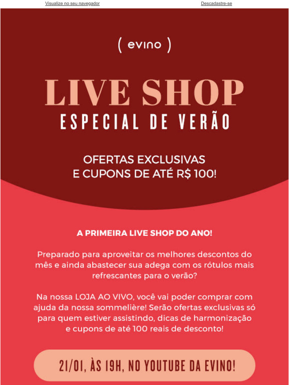 Evino Ofertas Exclusivas E Cupons De Ate R 100 Na Live Shop Da Evino Milled