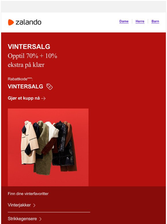 ❄️KUN I DAG: Spar opptil 70% + 10% ekstra på nedsatte klær med rabattkoden VINTERSALG ❄️