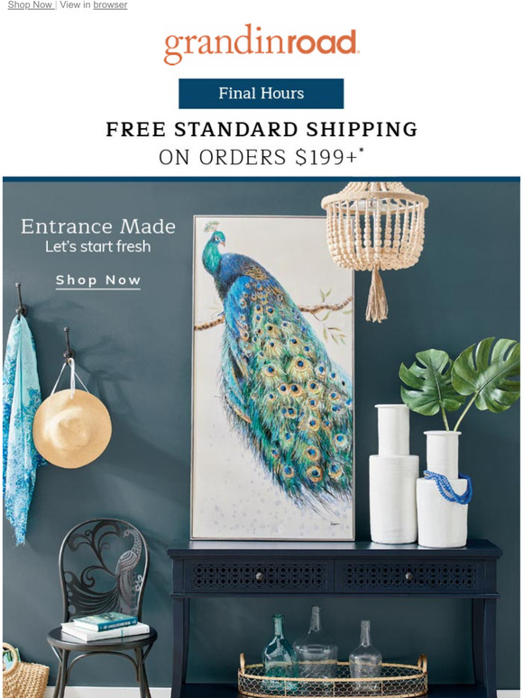 Grandin Road Final Hours shop FREE Shipping before it’s gone. Milled