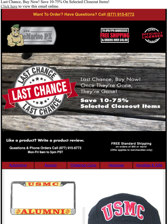 Last Chance, Buy Now! Save 10-75% On Selected Closeout Items!