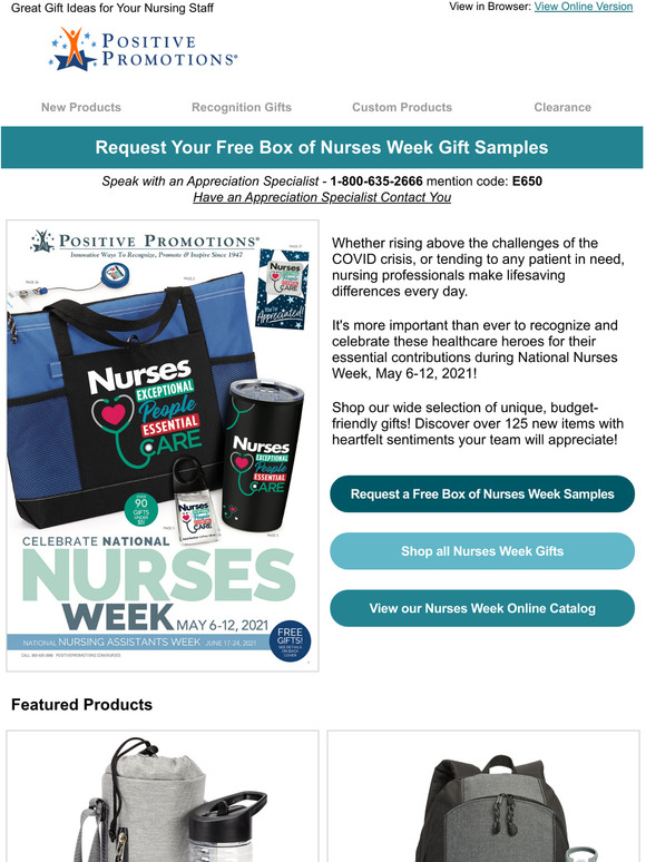 Positive Promotions Free Nurses Week Gift Samples Request Your Box