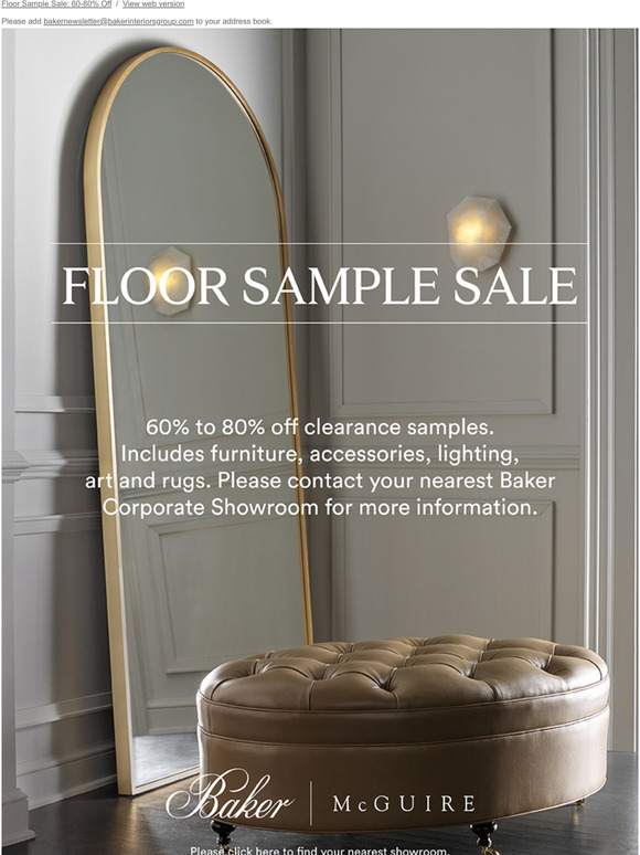 Floor Sample Sale: 60-80% Off