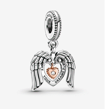 Pandora Club 2021 Angel Wings & Heart Dangle Charm