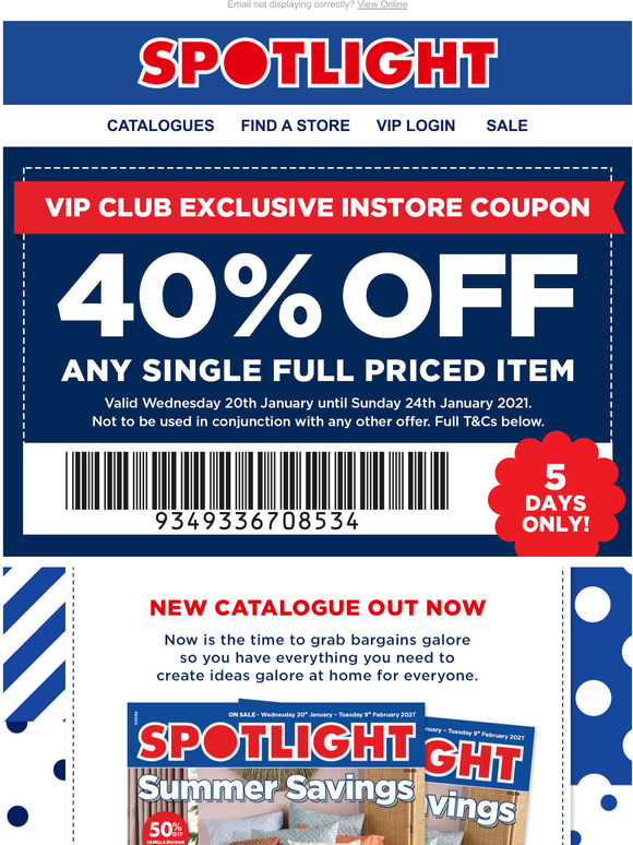 Spotlight Off Coupon Inside New Catalogue Out Now Milled