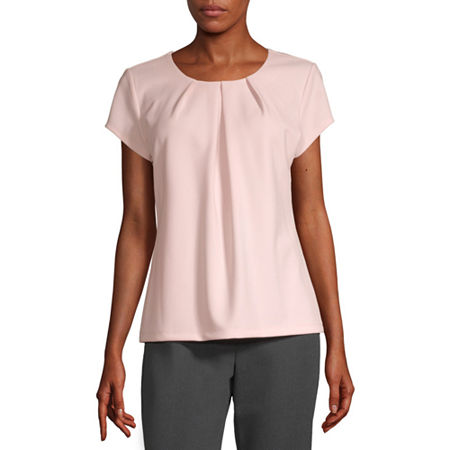 liz claiborne womens crew neck short sleeve blouse