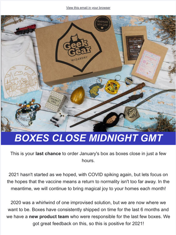 Geek Gear Box Order By Midnight For Our January Wizardry Box Milled