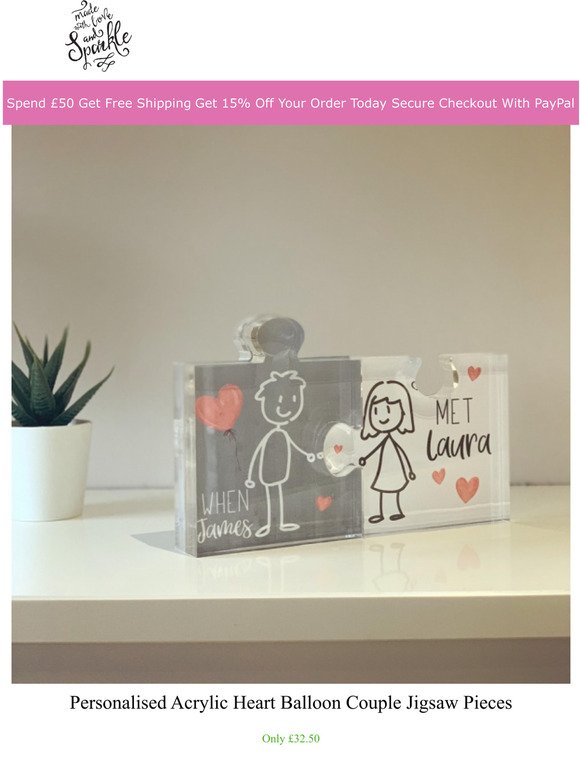 Personalised Acrylic Heart Block, Valentines Gift