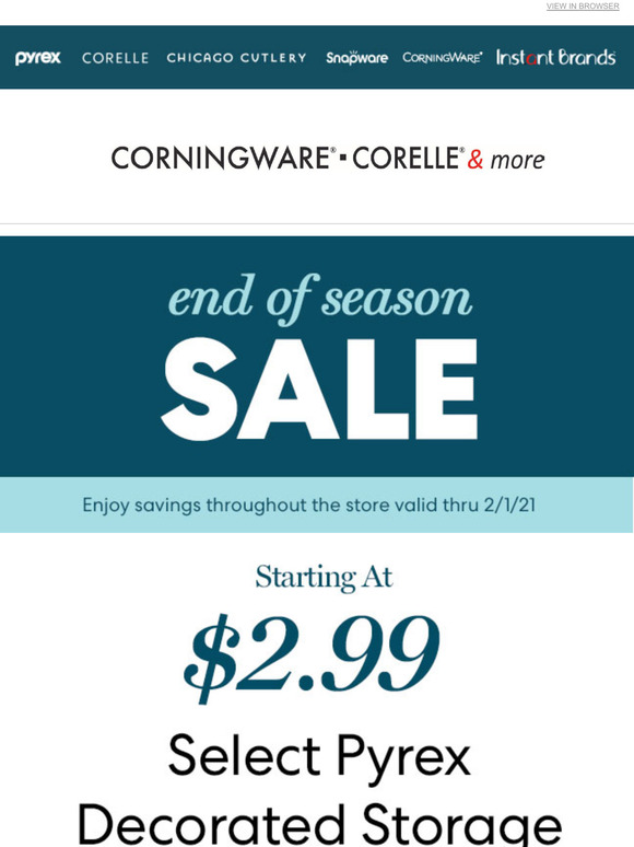 Corningware 2025 outlet coupons