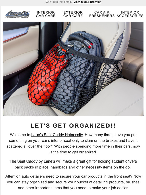 Lane's Car Products NEW PRODUCT Getting Organized